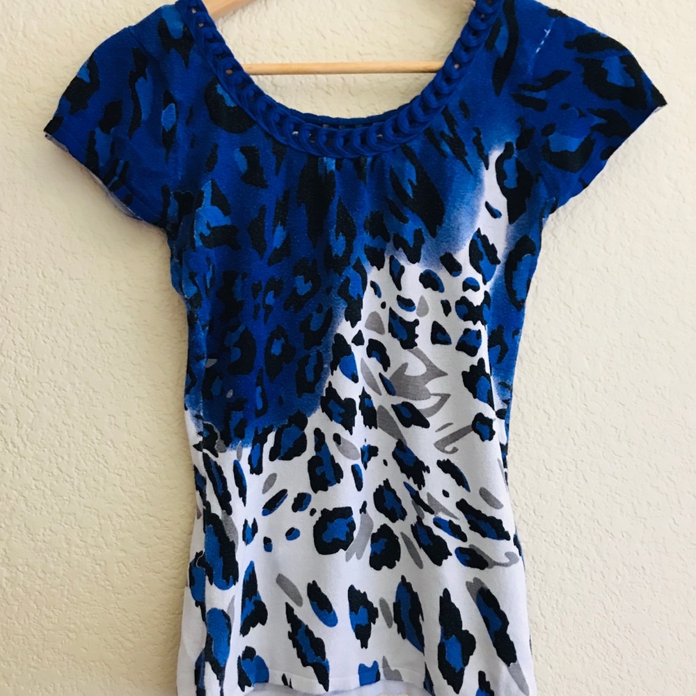 Cyrus Leopard Blouse with Braided Neckline Detail